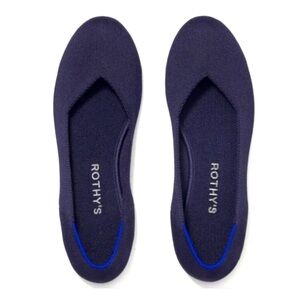 Rothy’s The Flat Round Toe Navy Blue with Blue Heel Stripe Size 11